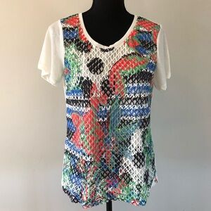 Women’s Vintage Lana Lee Montreal Colorful Mesh T-shirt Top size M